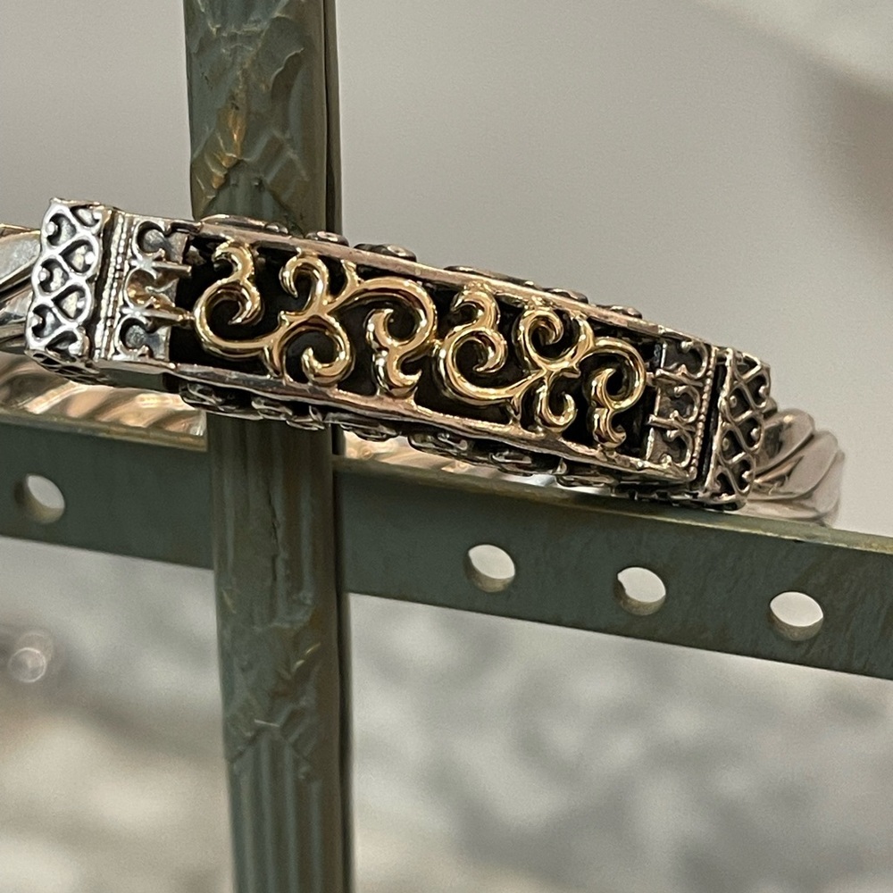Silpada Rare Sterling Silver & 14k Yellow Gold Bangle Bracelet - Picture 6 of 10